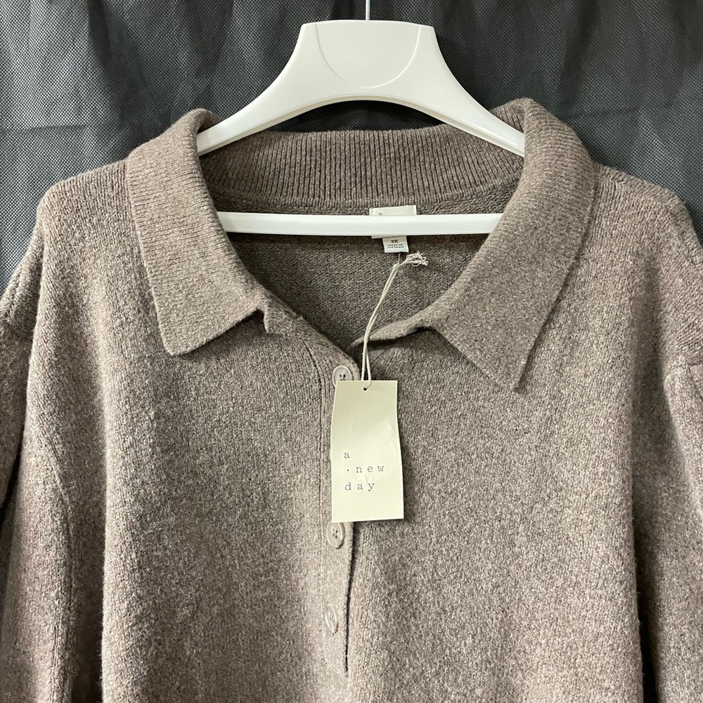 1/4 button down, soft and cozy sweater 3X a new day - Picture 6 of 9